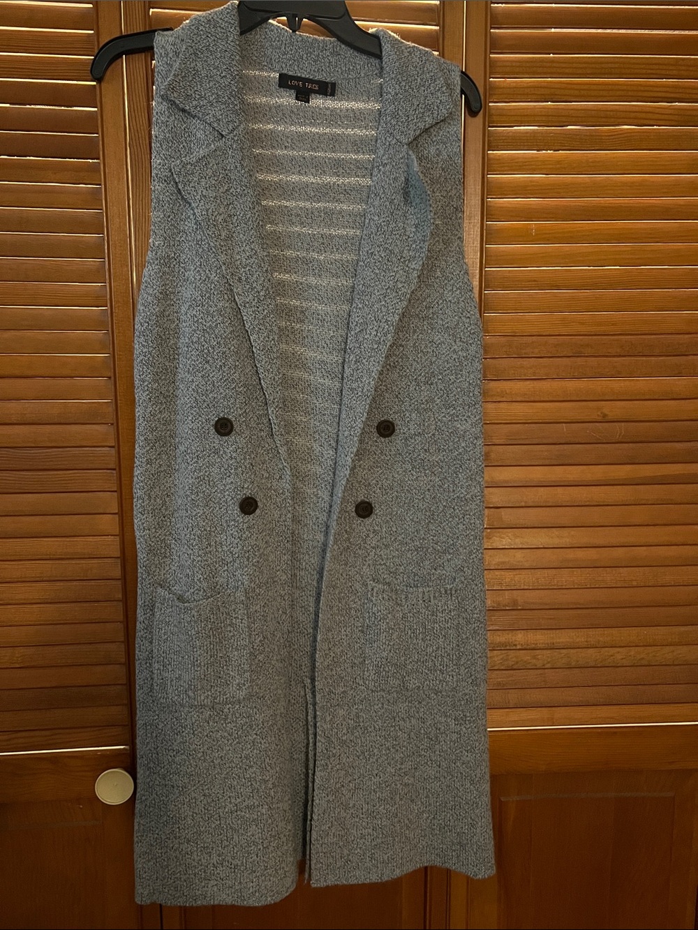 Love Tree Heather Gray Hooded Long Knit Vest
